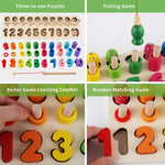 Baybee Wooden Digital Fish Catching Board Games Number Matching Puzzle for Kids with Magnetic Fish Toys