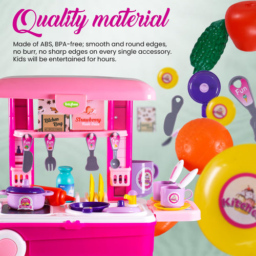 Kitchen King 2 in 1 Set for Kids, Portable Pretend Play Little Chef Set Toys BAYBEE