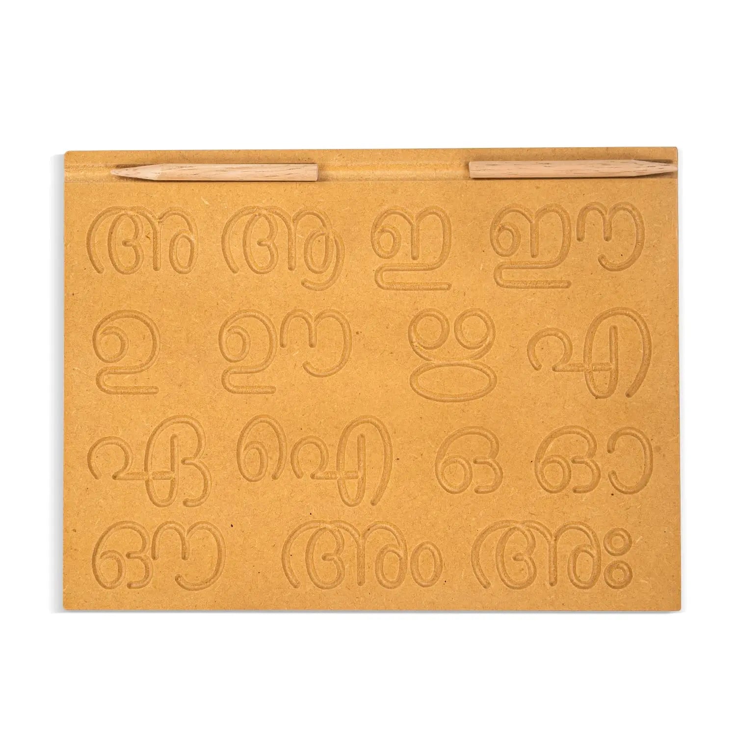 BAYBEE Kids Educational Wooden Malayalam Vowels Learning Handwriting & Reading Practice Tracing Puzzle Board with Pencil