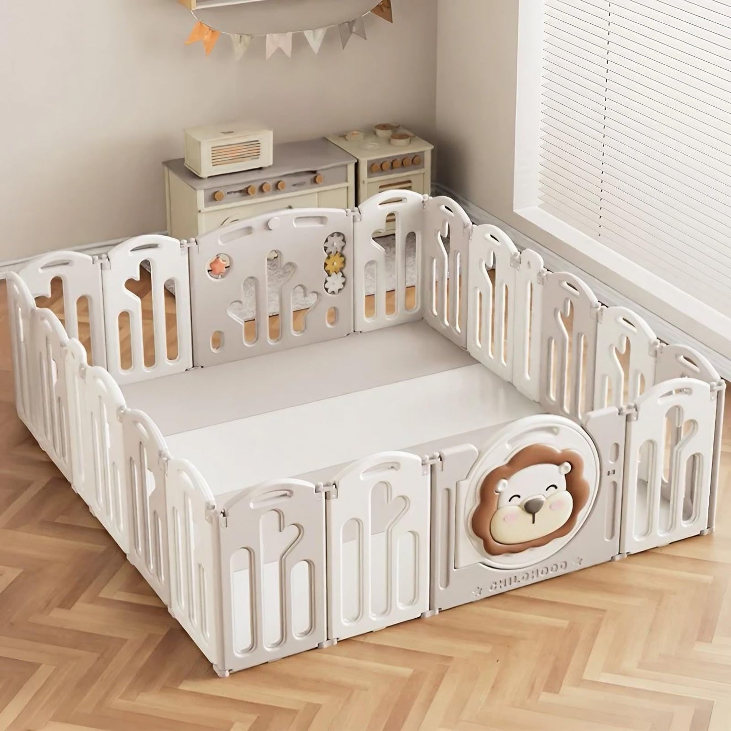 Baybee Lion Kids Playpen for Babies Foldable Baby Play Area Indoor Setup (20 Panels) BAYBEE