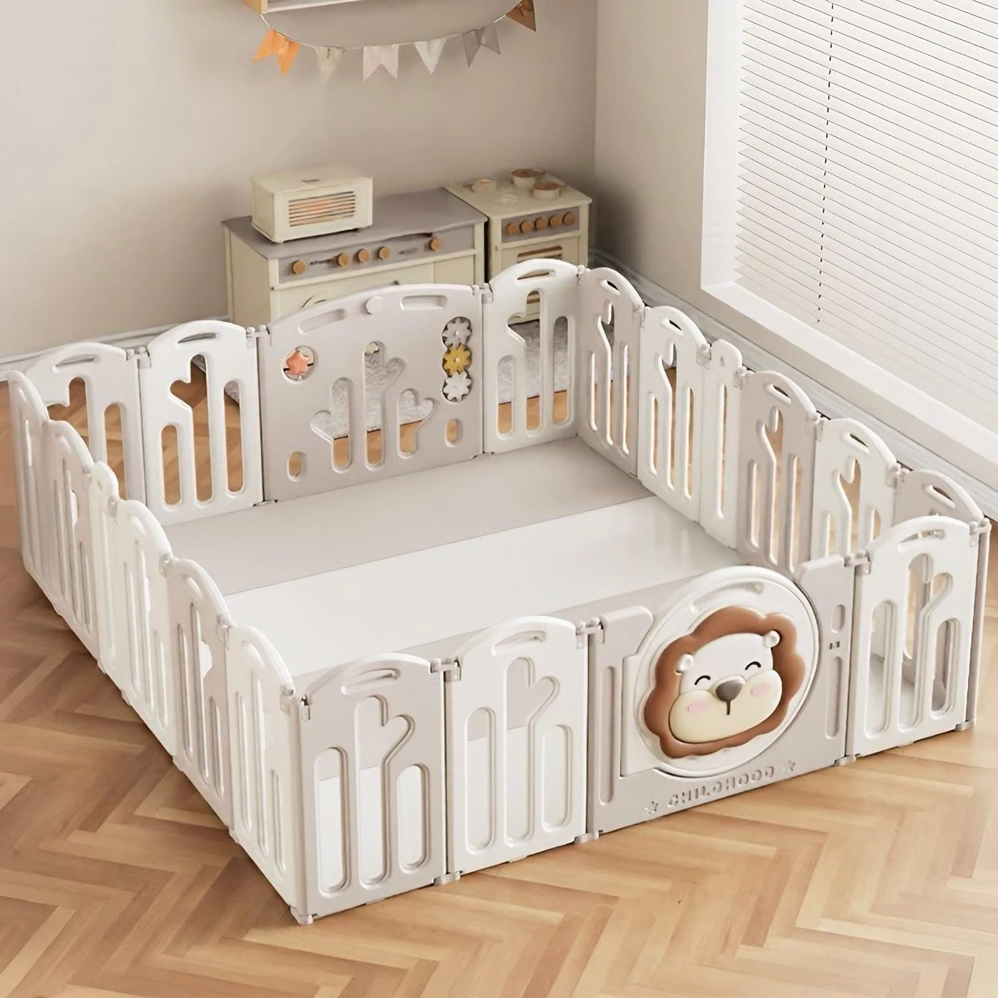 Baybee Lion Kids Playpen for Babies Foldable Baby Play Area Indoor Setup (20 Panels)