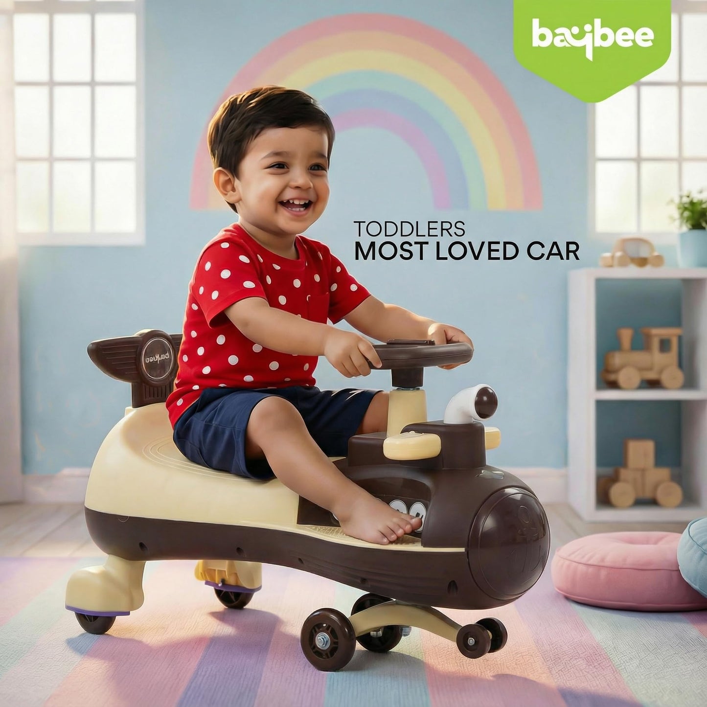 Baybee Diver Baby Swing Cars for Kids Twister Ride on Kids Car with RGB Lights - Baybee India