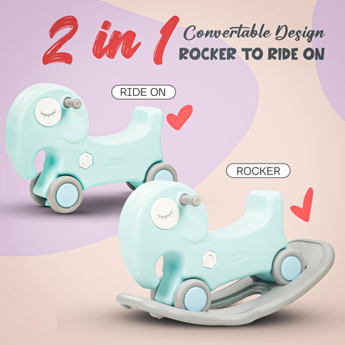 Baybee 2 in 1 Baby Horse Push Ride on Car with Rocker for Kids with Anti slip Handle (Horse) BAYBEE