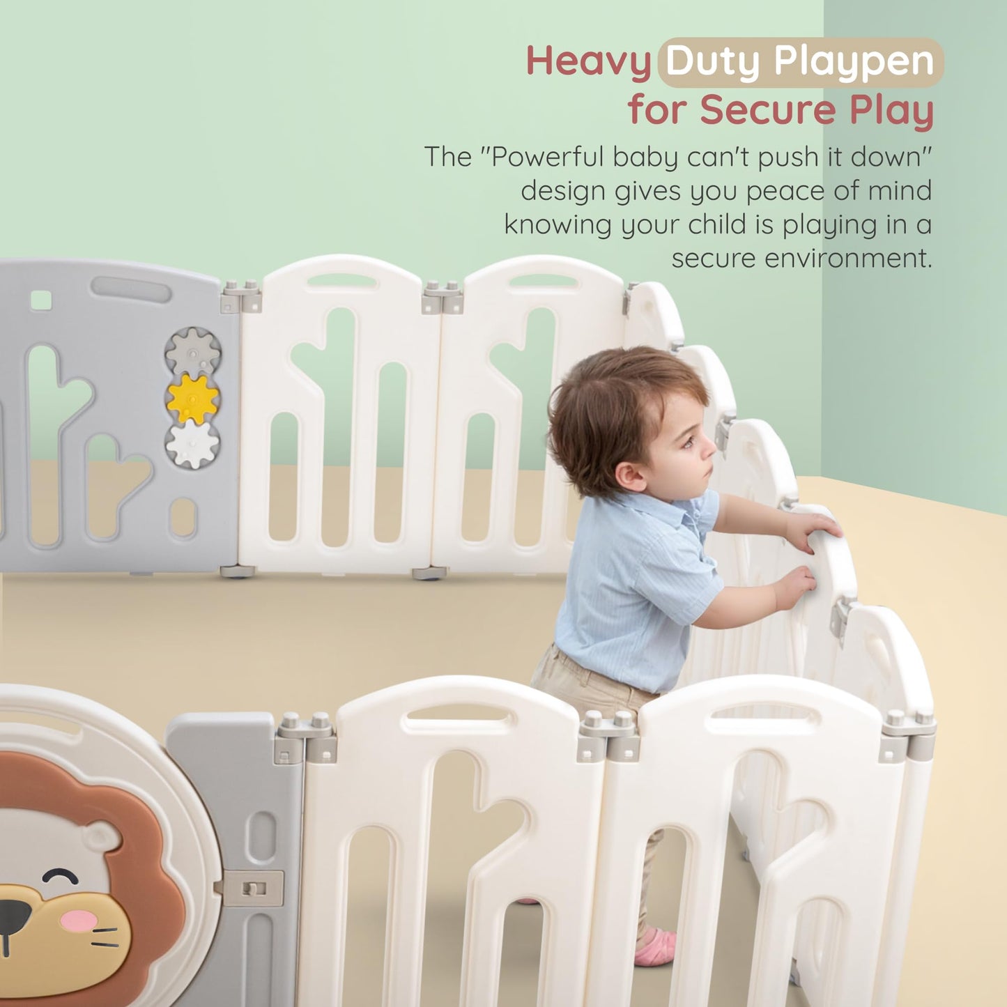 Baybee Lion Kids Playpen for Babies Foldable Baby Play Area Indoor Setup (20 Panels) BAYBEE