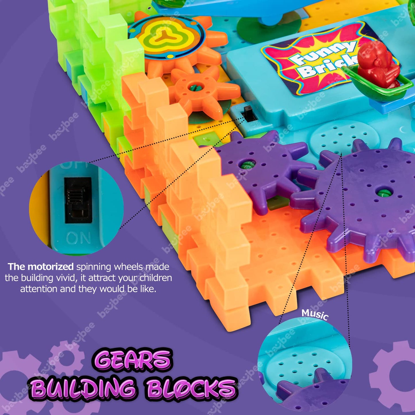 Baybee 81 Pcs Gear Building Interlocking Blocks Stacking Construction for Kids.