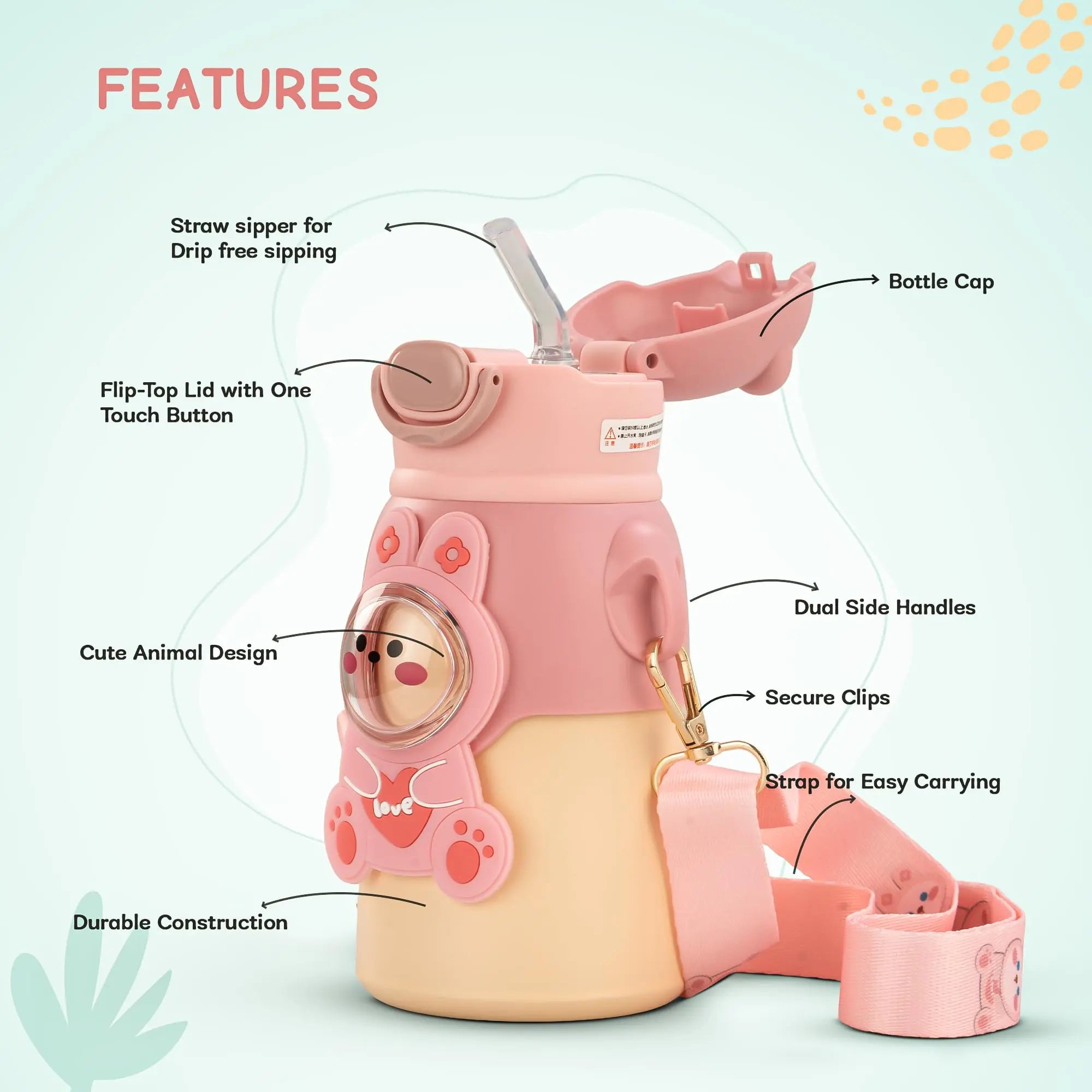 Baybee Baby Sipper Cup with Soft Silicone Straw Spill-Proof & Safe Sippy Bottle for Kids (500ml) BAYBEE