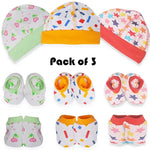BAYBEE Pack of 3 Cotton Baby Mittens, Booties & Cap Set for New Born Baby BAYBEE