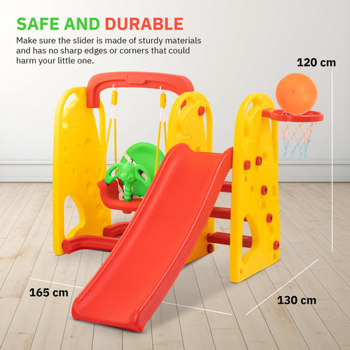 Baybee Jumbo Garden Swing & Slider for Kids | Plastic Baby Slide Cum Swing Combo with Baby Basket Ball Toy BAYBEE