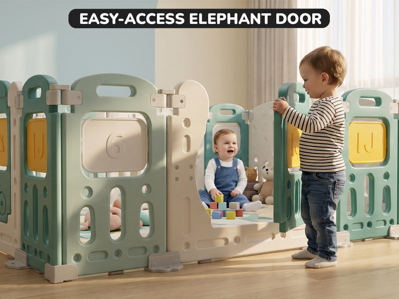 Baybee Train Kids Playpen for Babies (16 Panels) Foldable Baby Play Area Indoor Setup with Safety Lock — slide 1