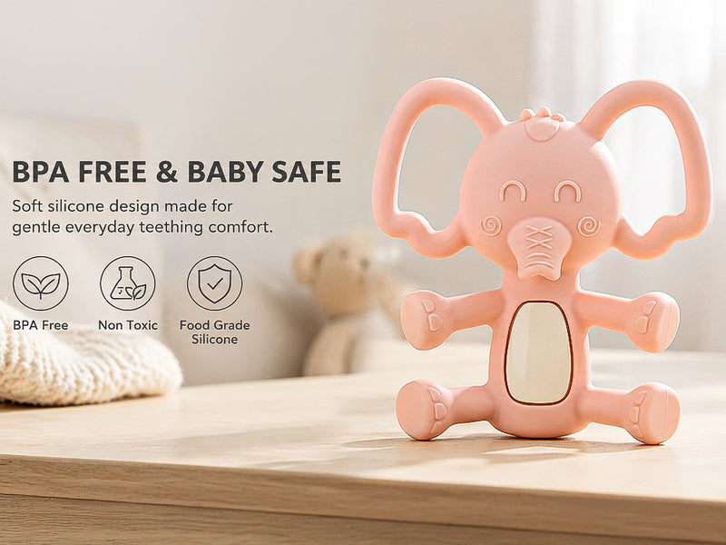 Baybee Elephant Silicone Teether for Baby, BPA Free 100% Food Grade Teether — slide 2