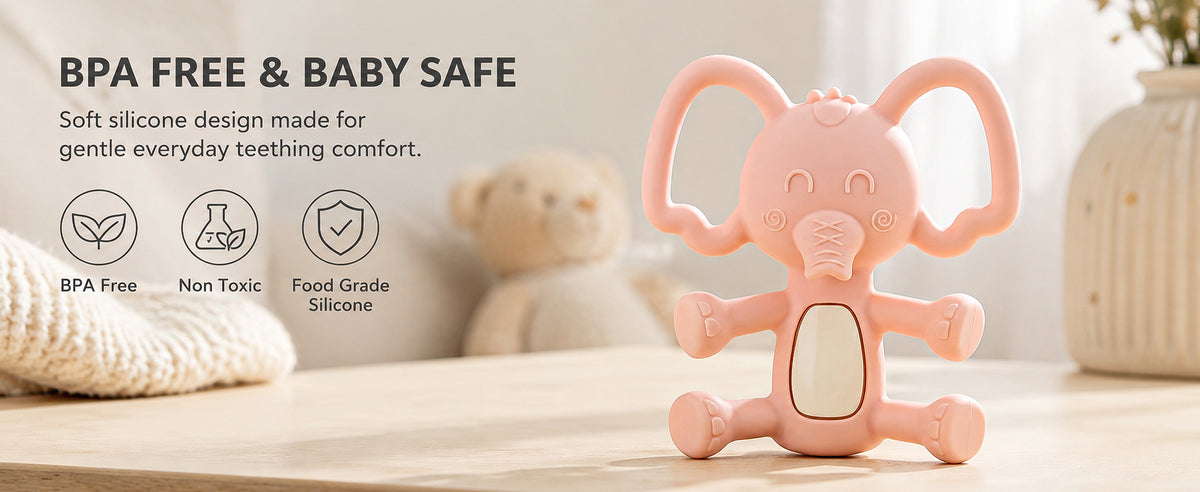 Baybee Elephant Silicone Teether for Baby, BPA Free 100% Food Grade Teether — slide 1