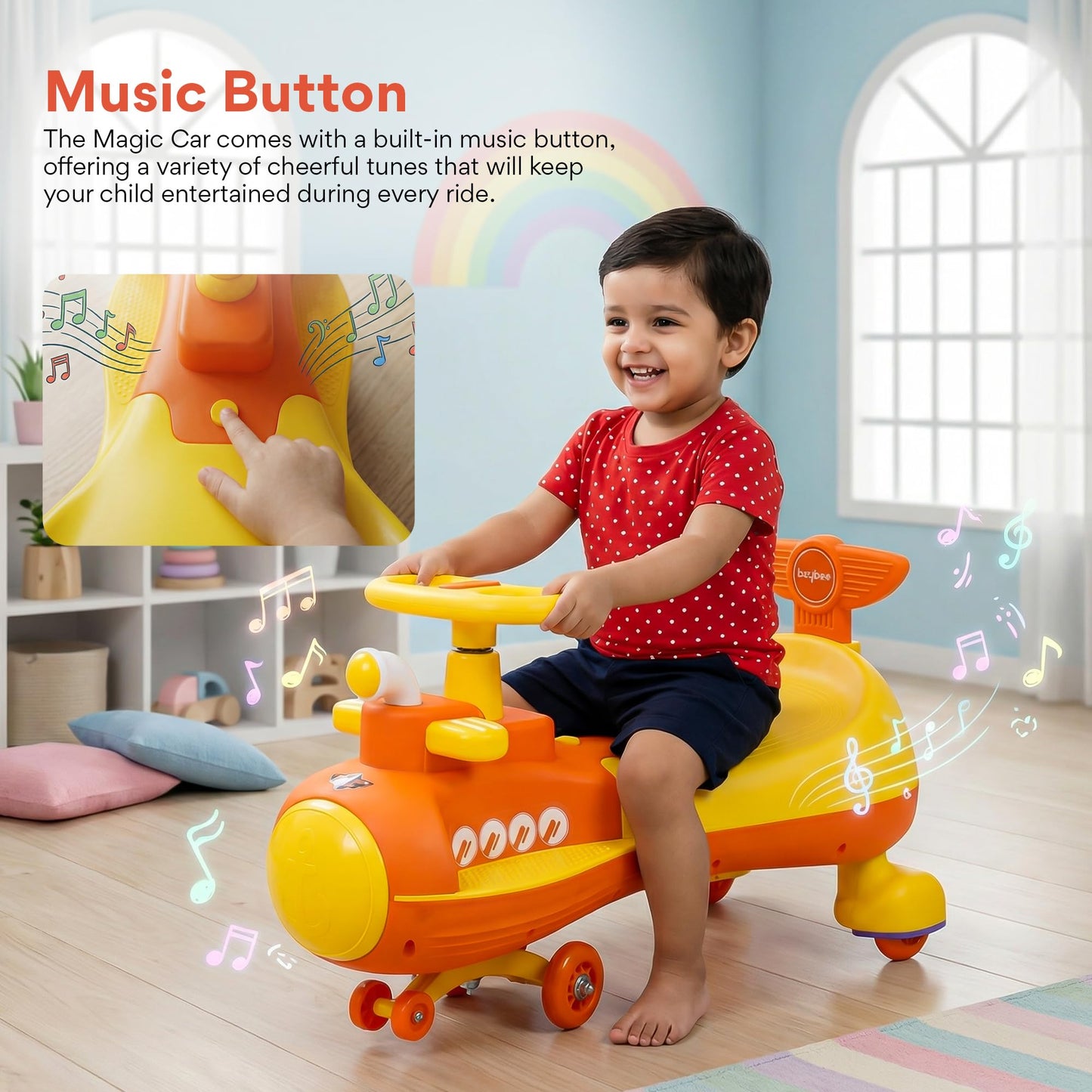 Baybee Diver Baby Swing Cars for Kids Twister Ride on Kids Car with RGB Lights - Baybee India