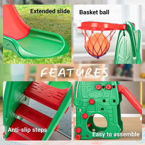 Baybee Garden Swing & Slider for Kids | Plastic Baby Slide Cum Swing Combo with Baby Basket Ball Toy for Home/Indoor/Outdoor Play Toys BAYBEE