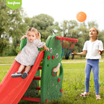 Baybee Foldable 3 in 1 Elephant Baby Garden Slider for Kids, Plastic Slides for Kids with Basketball Hook & Ball
