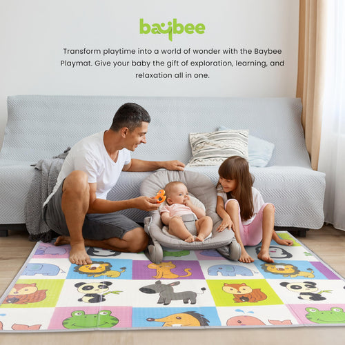Wild Animal Theme Baby Double Sided Play Mat Foldable Crawling Mat Size W 180cm X H 150 cm - ( Assorted Themes) BAYBEE