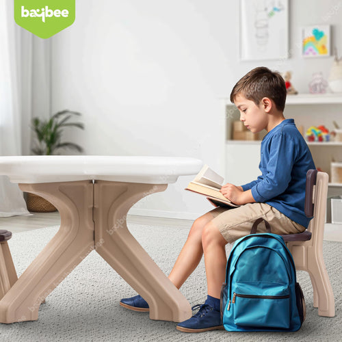 BAYBEE Deskzy Kids Study Table for Students with 2 Chair Set, Foldable Desk & Chair Set for Kids at Home or School | Reading & Writing Study Table for Kids BAYBEE