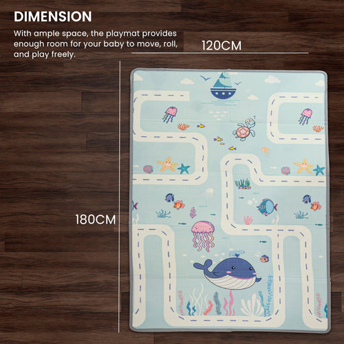 Assorted Themes Baby Double Sided Play Mat Foldable Crawling Mat Size W-180cm X H-120 cm BAYBEE