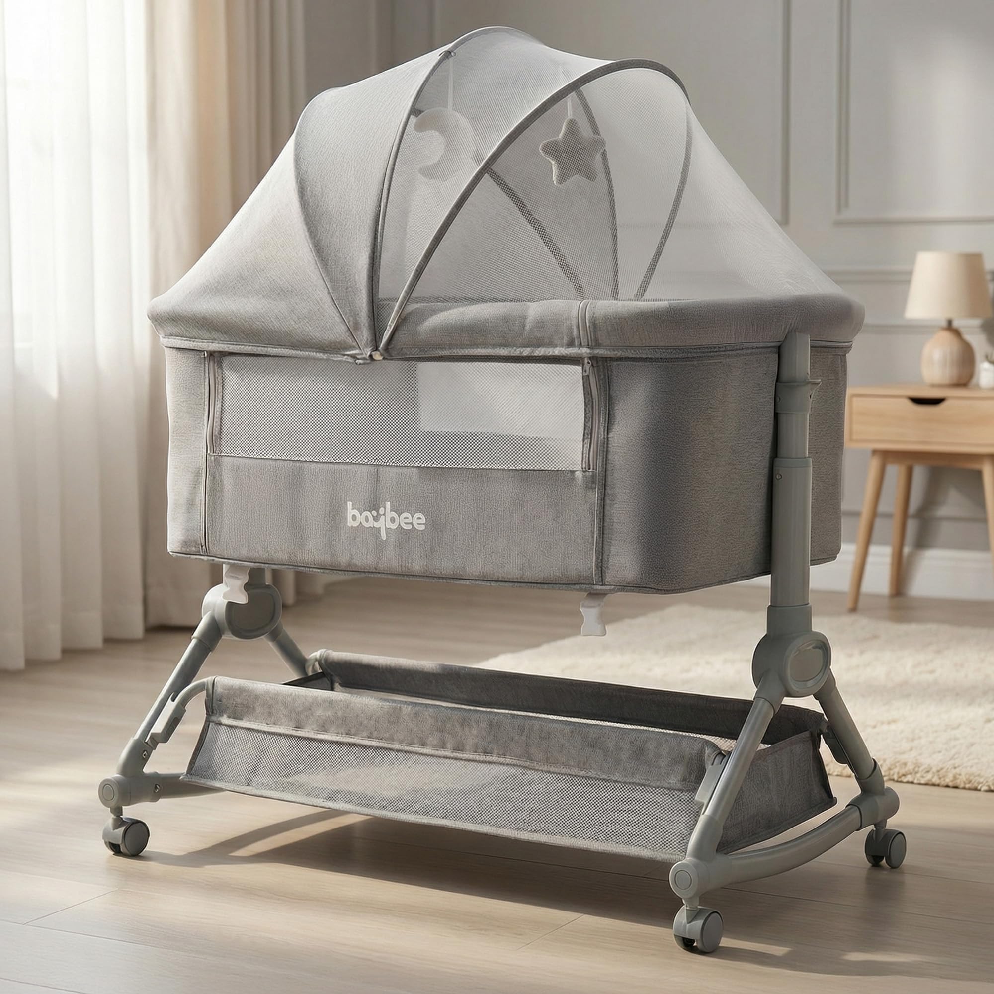 Baybee Bedside Crib for Baby with Rocking Mode