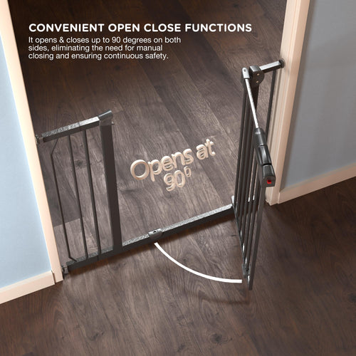 Baybee Auto Close Baby Safety Gate, Durable Staircase Kids Safety Baby Fence Dog Gate Barrier with Easy Walk Child Gate (Black+10Cm) BAYBEE