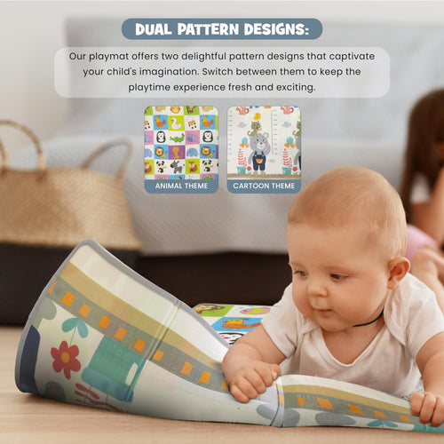 Wild Animal Theme Baby Double Sided Play Mat Foldable Crawling Mat Size W 180cm X H 150 cm - ( Assorted Themes) BAYBEE