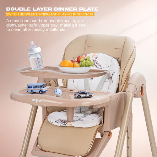 Baybee Nivio Convertible 3-in-1 Baby High Chair for Kids, Baby Swing Chair with 5 Height Adjustable, Footrest, Tray, 160° Recline, Safety Belt & Wheels Baybee India