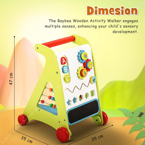 Baybee Wooden Activity Push and Pull Walker for Kids, Learning Sit to Stand Baby Walker BAYBEE