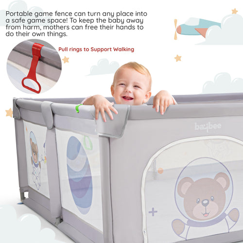 Baybee Kids Playards Playpen for Babies, Smart Folding & Portable Baby Activity with Safety Lock & Pull Rings - (180*150CM) BAYBEE