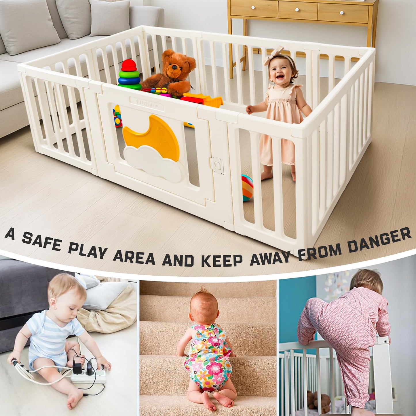 Baybee Playora Kids Playpen for Babies Baby Play Area Indoor Setup with Safety Door Lock BAYBEE