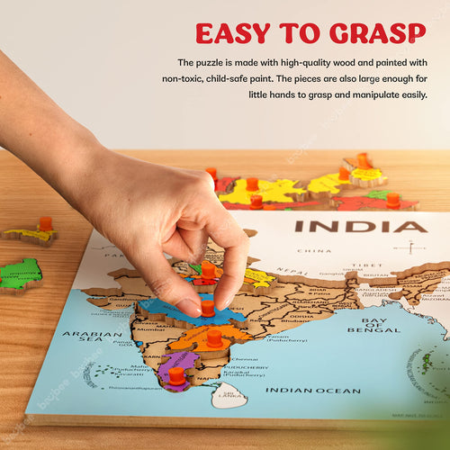Baybee India 28 States Capitals Wooden Puzzle for Kids  with Knob Pegged Puzzle Toys Baybee India