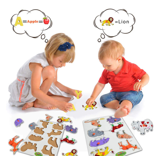 Baybee Wooden Wild Animals Puzzle Games for Kids Toys with Knob BAYBEE