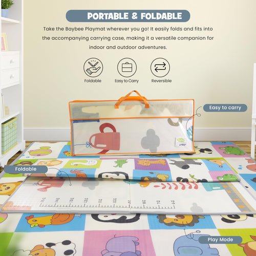 Wild Animal Theme Baby Double Sided Play Mat Foldable Crawling Mat Size W 180cm X H 150 cm - ( Assorted Themes) BAYBEE