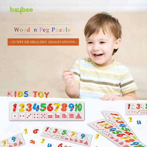 Baybee wooden number Puzzle with 1-10 Count match and colour learning educational board for kids BAYBEE