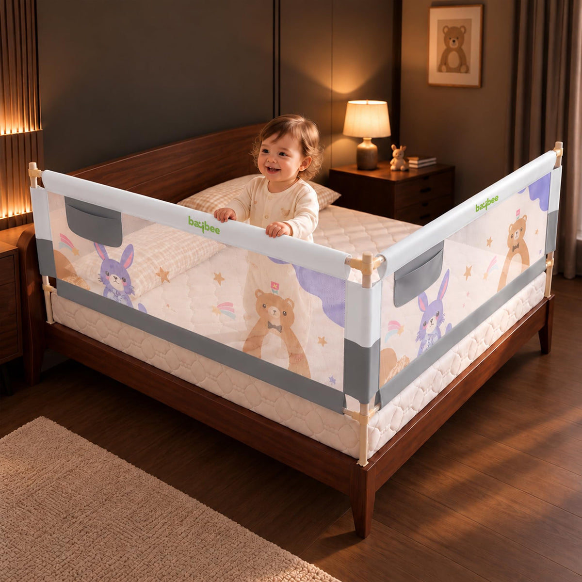 Baybee Bed Rail Guard for Baby Safety | Bed Side Protector for Baby with 28 Level Height Adjustable