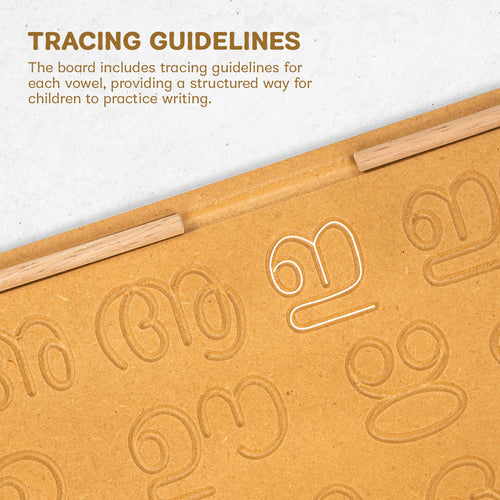 BAYBEE Kids Educational Wooden Malayalam Vowels Learning Handwriting & Reading Practice Tracing Puzzle Board with Pencil BAYBEE