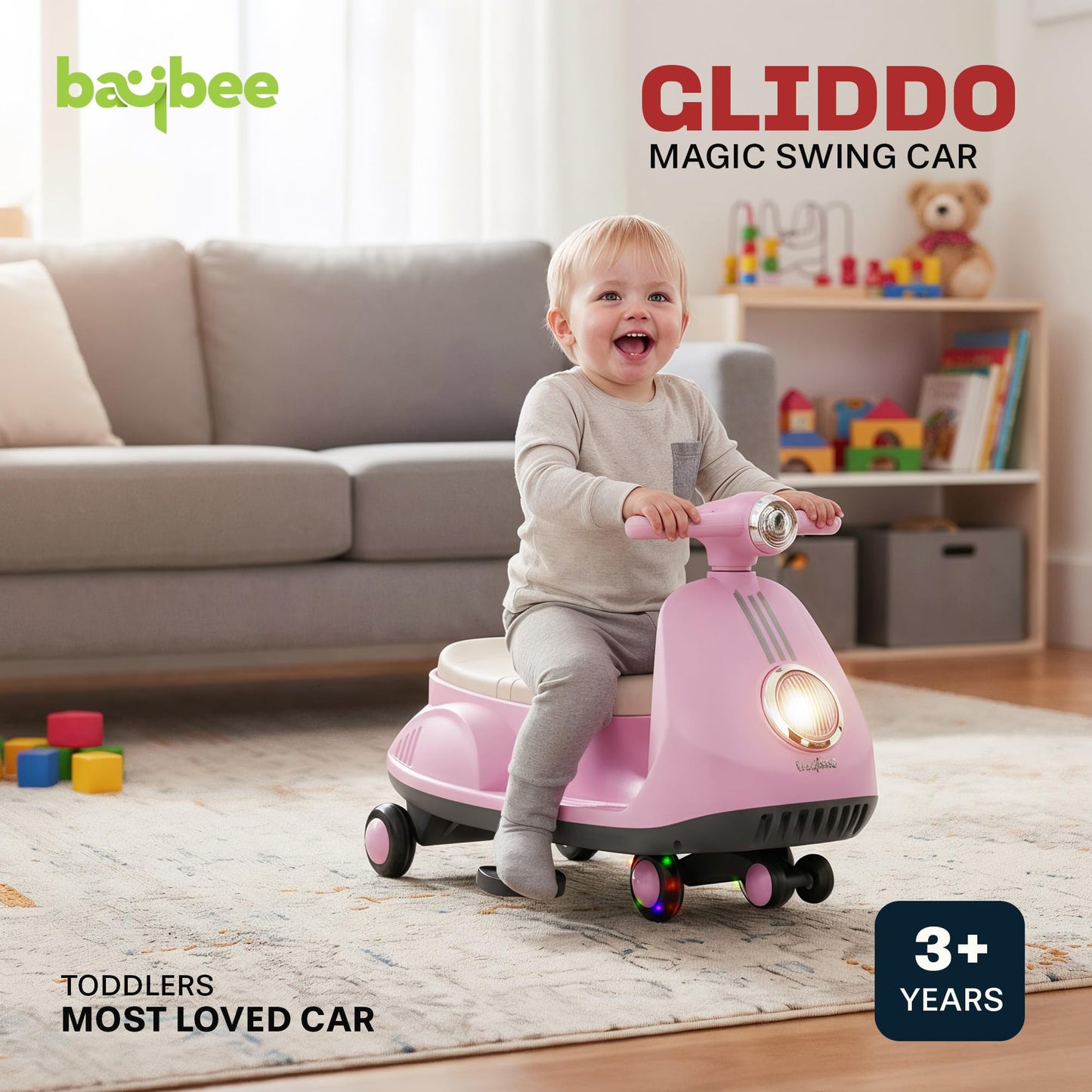 Baybee Gliddo Baby Swing Car for Kids Twister Push Ride on Cars with 360° Steering