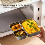 Baybee Panda Tiffin Box Stainless Steel Lunch Box with 3 Compartments with Spoon & Fork (900ml) BAYBEE