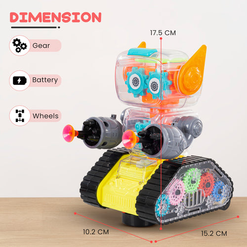 BAYBEE Transparent Robot Musical Toys for Kids with 360 Degree Rotation, Flashing LED Lights & Music BAYBEE