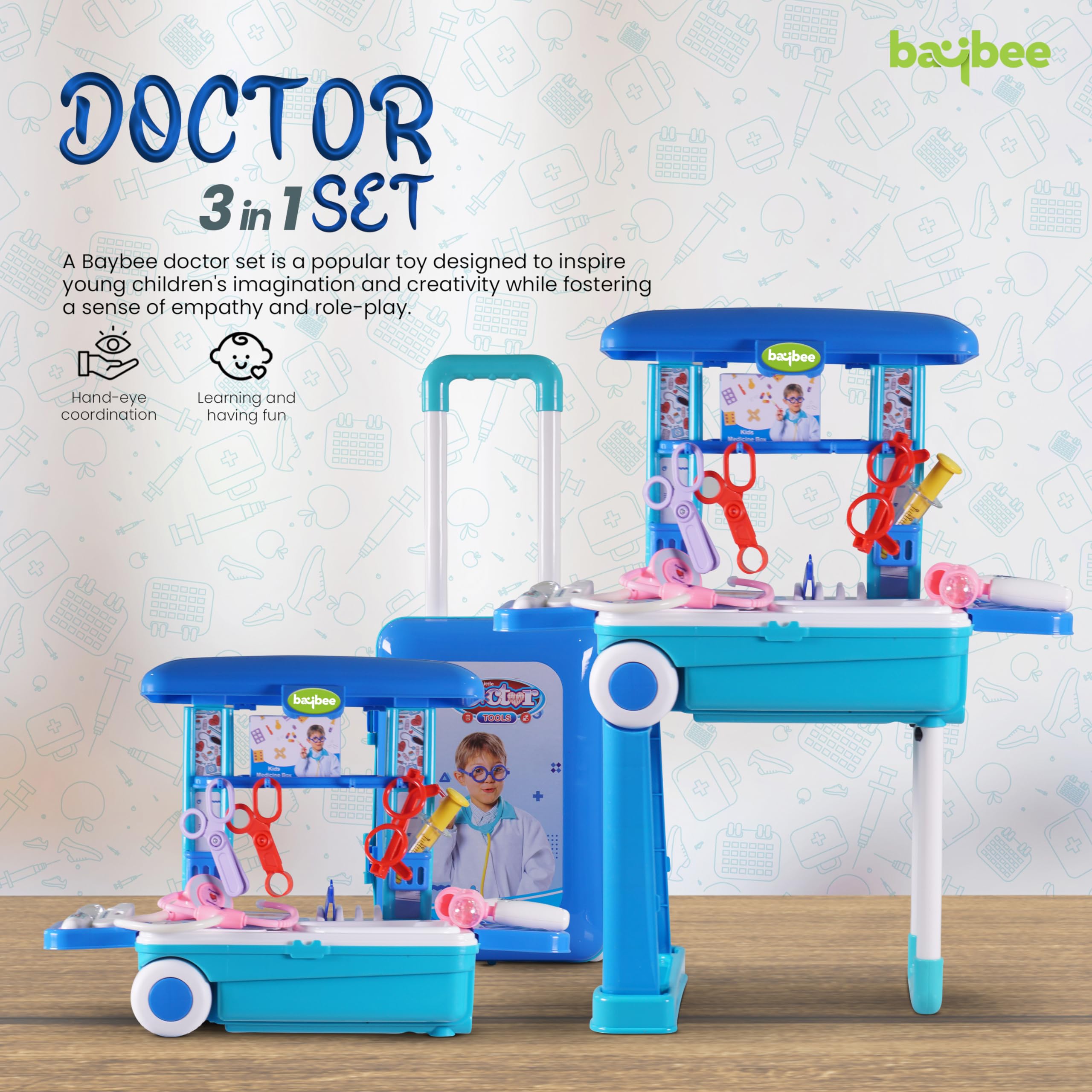 Doc-in-a-Box 3 in 1 Portable Pretend Play Doctor Set