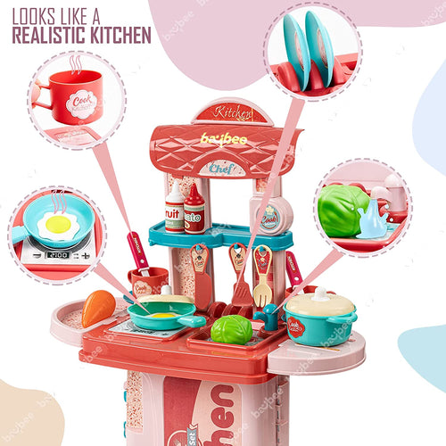 Baybee 3 in 1 Kitchen Set for Kids Portable Pretend Play Little Chef Plastic Toys BAYBEE