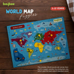 Baybee World Map Continents and Ocean Theme Wooden Puzzle for Kids with Pegs BAYBEE