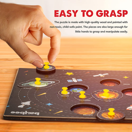 BAYBEE Toddler Solar System Wooden Puzzle for Kids with Planets BAYBEE