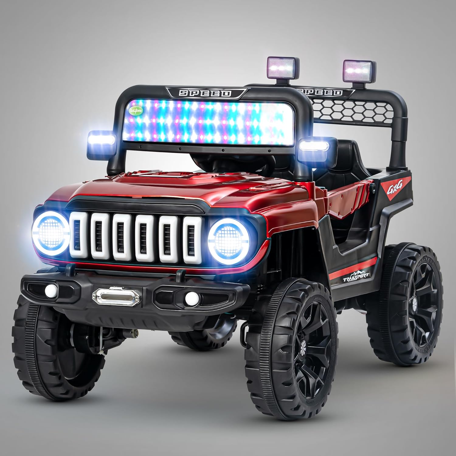 Baybee Turbo Trek Battery Operated Jeep for Kids, Ride on Toy Baby Car with LED & RGB Light & Music, Rechargeable Electric Jeep, Big Battery Car for Kids to Drive