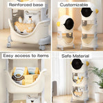 Baybee Astronaut Toy Storage Organizer for Kids 3-Level Detachable Rolling Cart with Center-Locking Wheels BAYBEE