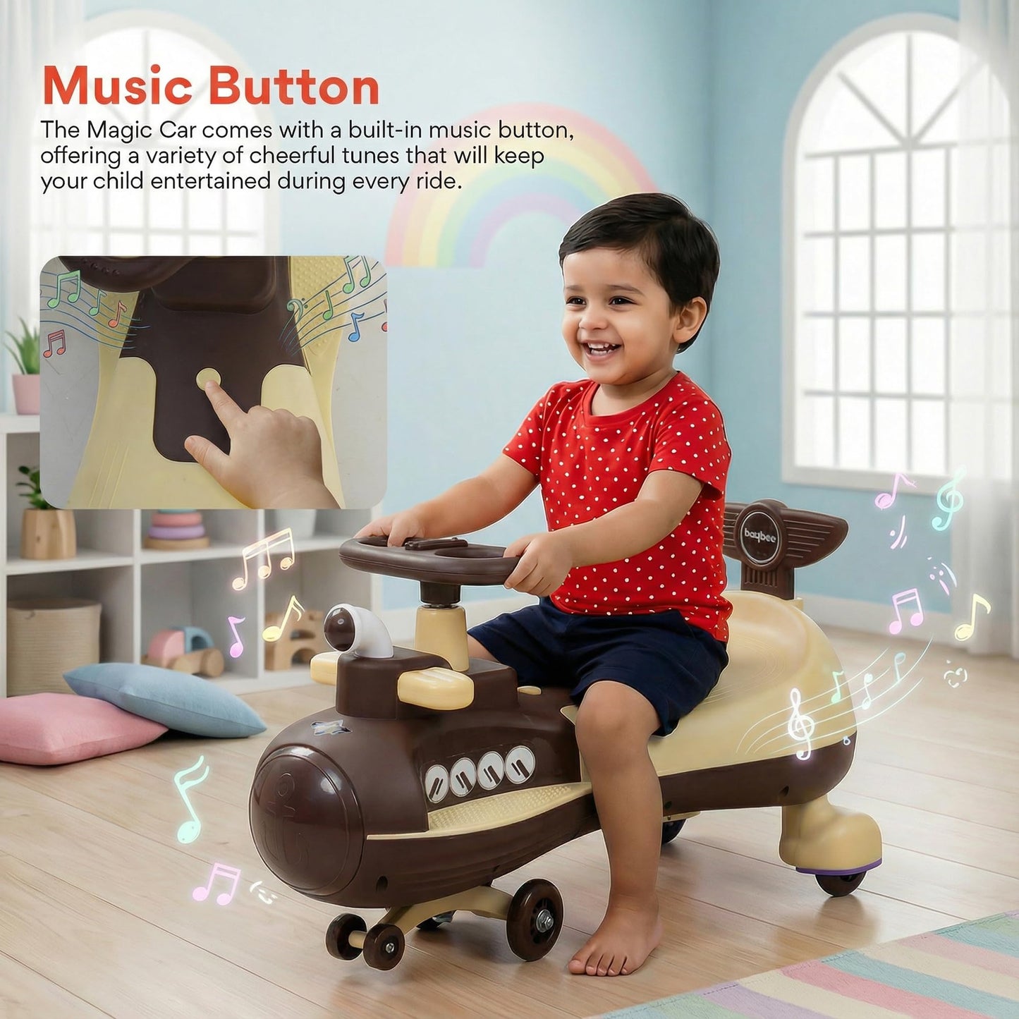 Baybee Diver Baby Swing Cars for Kids Twister Ride on Kids Car with RGB Lights - Baybee India
