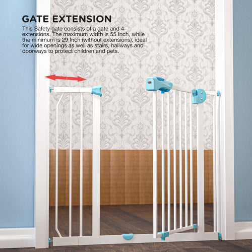 Baybee Auto Close Baby Safety Gate for Kids, Extra Tall Baby Fence Barrier Dog Gate with Easy Walk-Thru Child Gate | Baby Gate for House, Stairs, Door | Safety Gate for Baby (Green (75-85 +10cm)) Baybee India