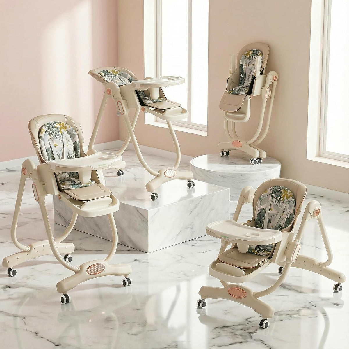 Baybee 3 in 1 High Chair with Removable Food & Toy Tray, 4 Level Height Adjustment
