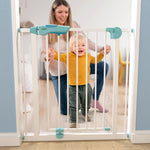 Baybee Auto Close Baby Safety Gate for Kids, Extra Tall Baby Fence Barrier Dog Gate with Easy Walk-Thru Child Gate | Baby Gate for House, Stairs, Door | Safety Gate for Baby (Green 75-85cm)