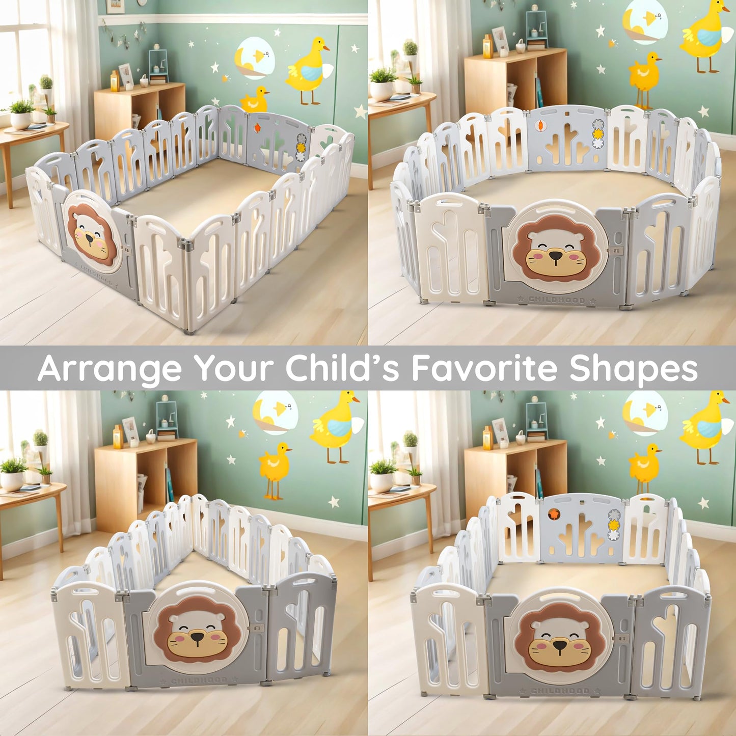 Baybee Lion Kids Playpen for Babies Foldable Baby Play Area Indoor Setup (16 Panels) BAYBEE