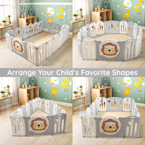 Baybee Lion Kids Playpen for Babies Foldable Baby Play Area Indoor Setup (20 Panels) BAYBEE