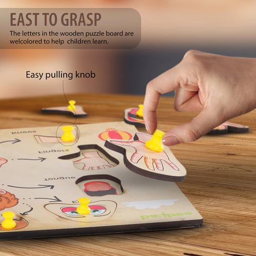 Human Body Anatomy Wooden Puzzle Games for Kids with Easy Pulling Knob BAYBEE